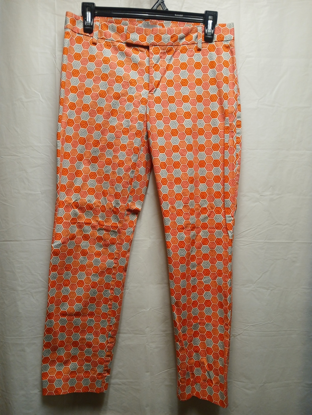 Gap Women's Slim Cropped Orange Geometric Print Stretch Pants